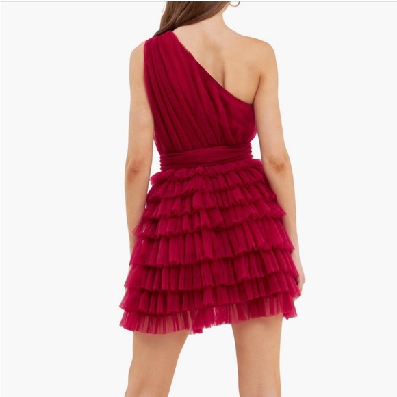 Endless Rose Tiered Tulle Mini Dress in Cherry Red - Picture 3 of 6